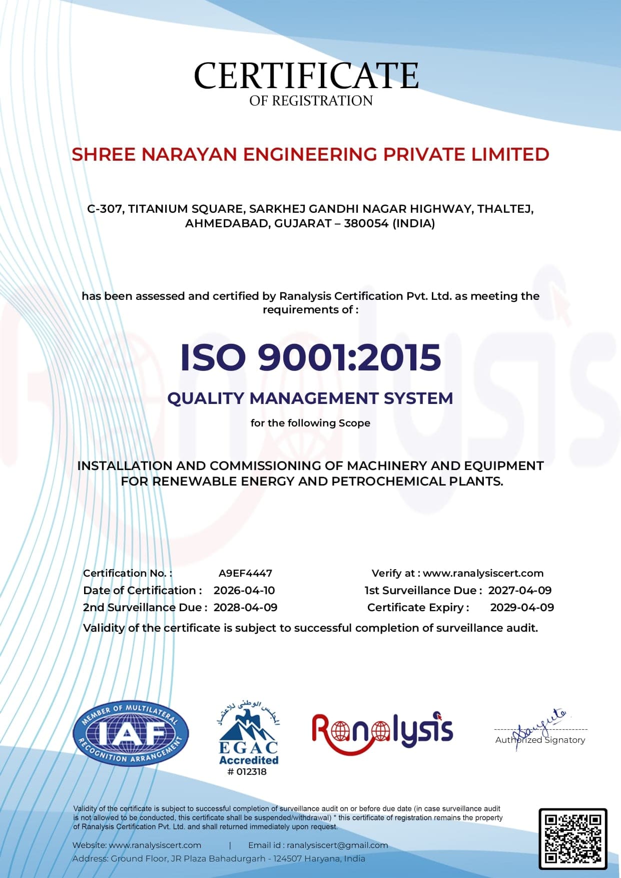 Certification and quality commitment